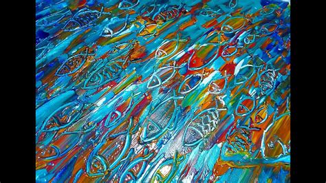 Abstract Painting Of Fishes With Palette Knife Demo Easy Technique