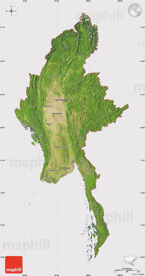 Satellite Map Of Burma Cropped Outside