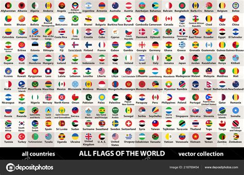 Vector Collection All Flags World Circular Design Arranged Alphabetical