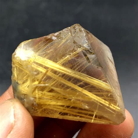 Crystal Natural Clear Golden Hair Crystal Quartz Specimen Etsy Uk