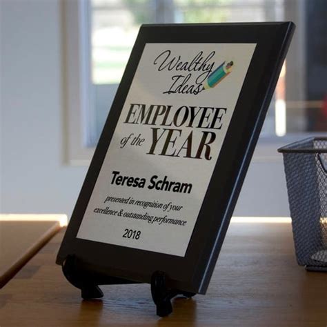 Moreover, you can create custom employee service awards based on the number of years they have served. Employee of the Year Award, Employee of the Year Awards from PlaqueMaker