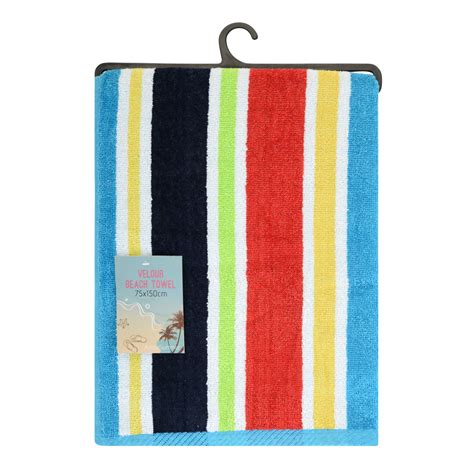 Large Velour Cotton Striped Beach Bath Towels 75x150cm Soft And Bright