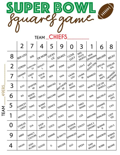 super bowl pool 50 squares printable image to u