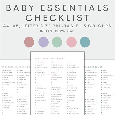Baby Essentials Checklist Printable Newborn Checklist Etsy