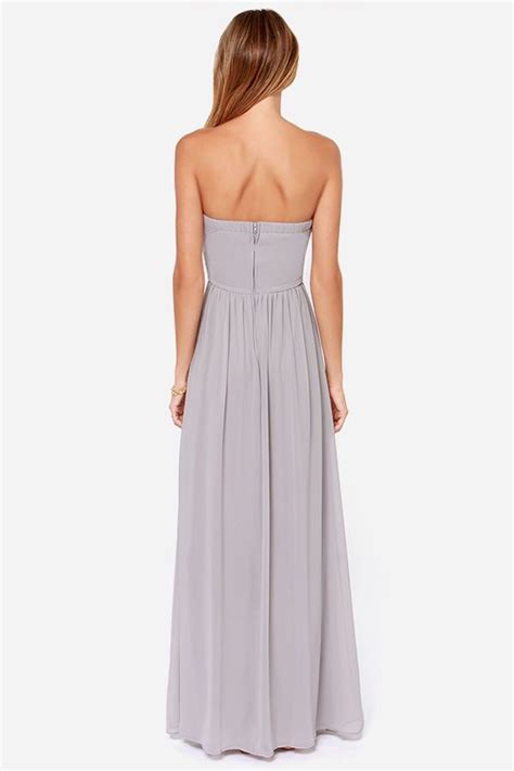 Lulus Exclusive Royal Engagement Strapless Light Grey Maxi Dress At