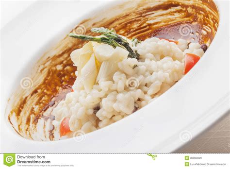 White Asparagus Risotto With Licorice Sauce Stock Image Image Of