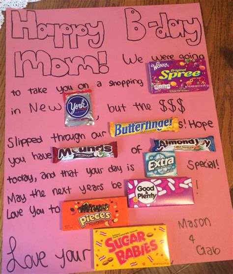Diy happy birthday mom gifts. Happy Birthday candy poster for Mom | Happy birthday ...