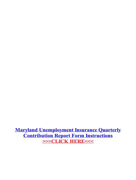 Fillable Online Maryland Unemployment Insurance Quarterly Contribution