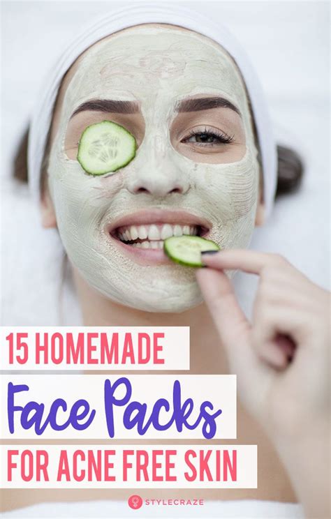 15 Homemade Face Packs For Acne Free Skin Homemade Face Pack Face