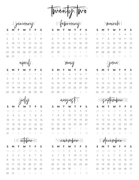 Free Year Calendar 2022 Printable World Of Printables Vrogue