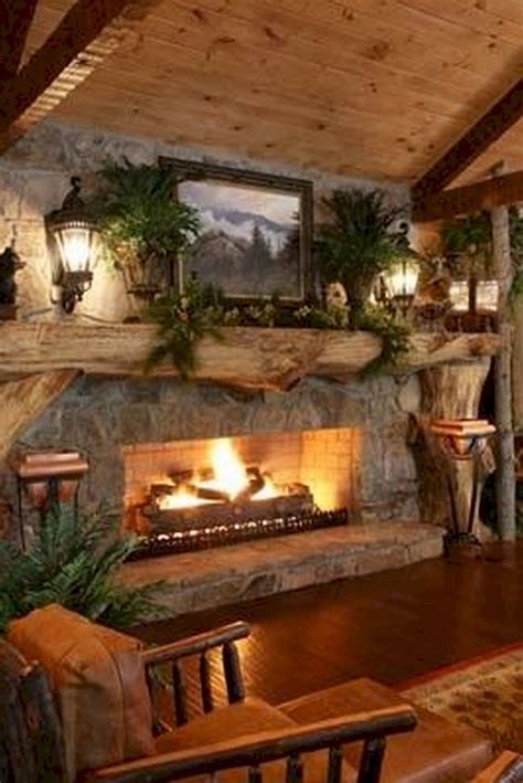 Awesome 60 Awesome Log Cabin Homes Fireplace Design Ideas