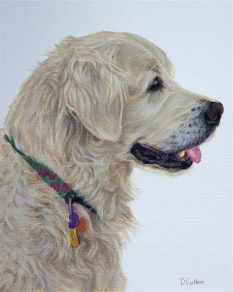 Millie Blonde Golden Retriever Dog Portrait Painting Paintmypet By