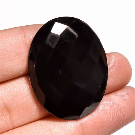 Awesome Faceted Black Onyx Oval Shape Loose Gemstone4550 Ct Etsy