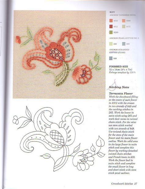 Jacobean Flower Crewel Embroidery Crewel Embroidery Patterns