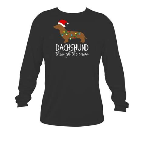 Dachshund Through The Snow Doxie With Christmas Lights Long Sleeve