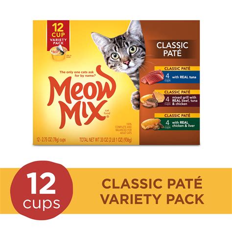 Meow Mix Classic Pate Wet Cat Food Variety Pack 275 Ounce 12 Pack