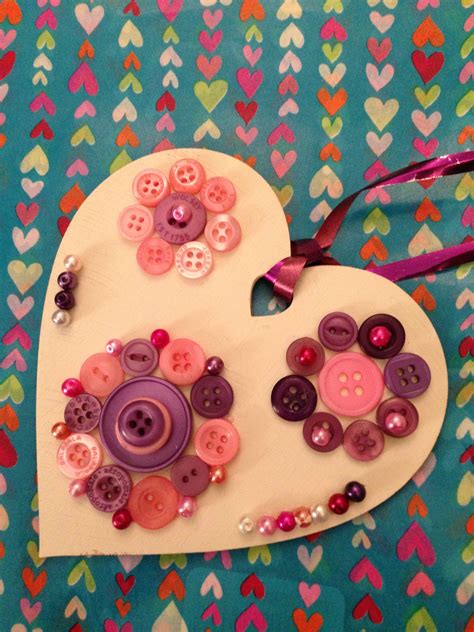 Beautifully Decorated Wooden Heart With Buttons And Pearls Lush X