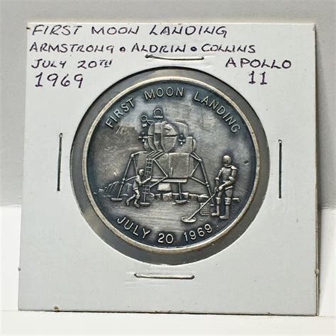 Apollo 11 Commemorative Pewter Medallionfirst Moon Landing38mm