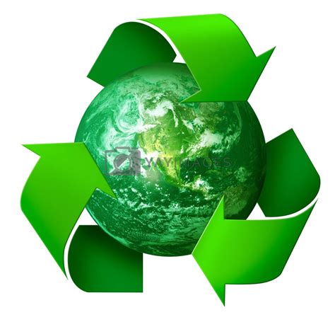 Green Arrows Around Planet Earth Recycling Concept D Symbol By