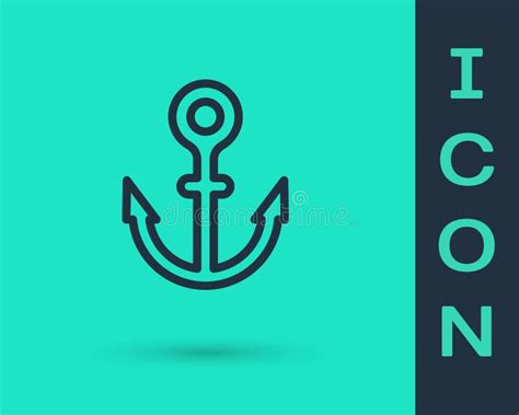 Black Line Anchor Icon Isolated On Green Background Vector Stock