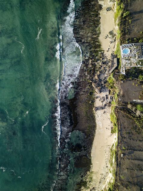 Indonesia Bali Aerial View Of Dreamland Beach Stock Photo