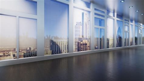 Premium Photo Panoramic Skyline And Buildings From Glass Window