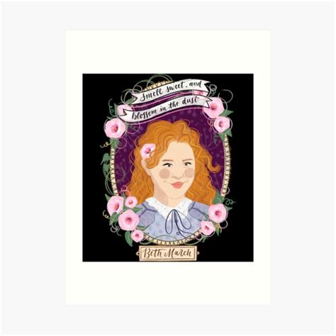 Little Women Potraits Beth March Botanical Illustration Art Print For