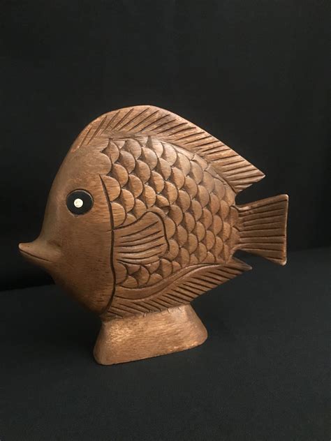 Mid Century Fish Wood Sculpture Etsy Wood Sculpture Fish Sculpture