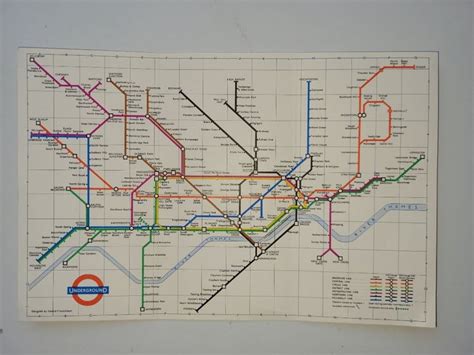 1961 Vintage Rare London Underground Tube Map Diagram Of Lines Harold