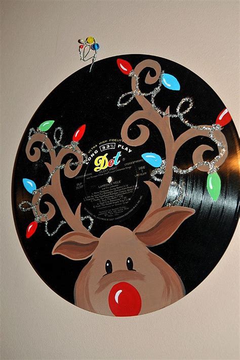 Handpainted Rudolph Vinyl Christmas Music Record Album Christmas