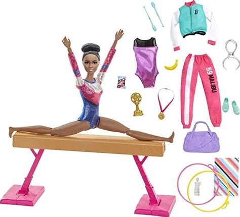 Barbie Gymnastics Playset Brunette Doll With Twirling Feature Balance