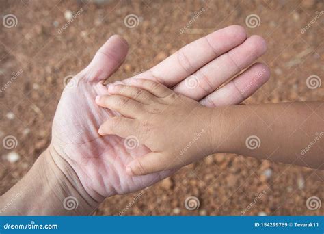 Hands Of Young Child And Adult Stock Image Image Of Body Green
