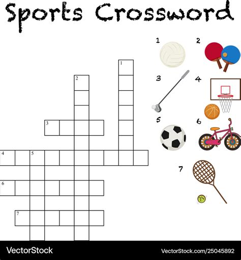 A Sport Crossword Template Royalty Free Vector Image