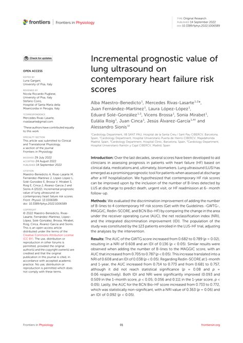 Pdf Incremental Prognostic Value Of Lung Ultrasound On Contemporary