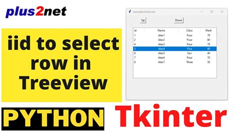 Buttons To Move Up Or Down Row Selection In Tkinter Treeview Youtube