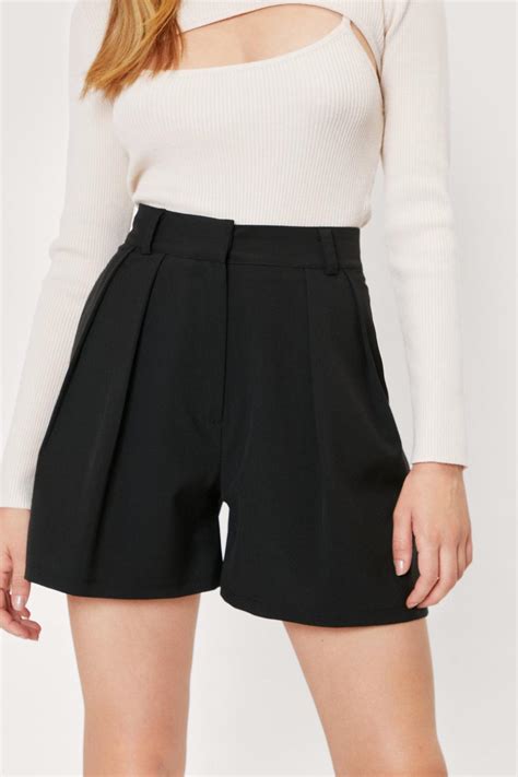 High Waisted Pleated Tailored Shorts Nasty Gal