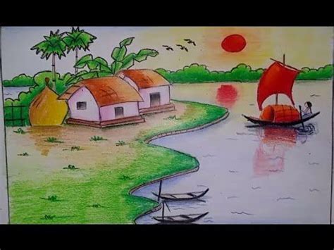 Colored papers may impede on the digitizing process. Draw a beautiful village scenery with easy step - YouTube ...