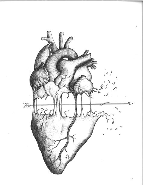 Pencil Realistic Heart Drawing Img Abelina