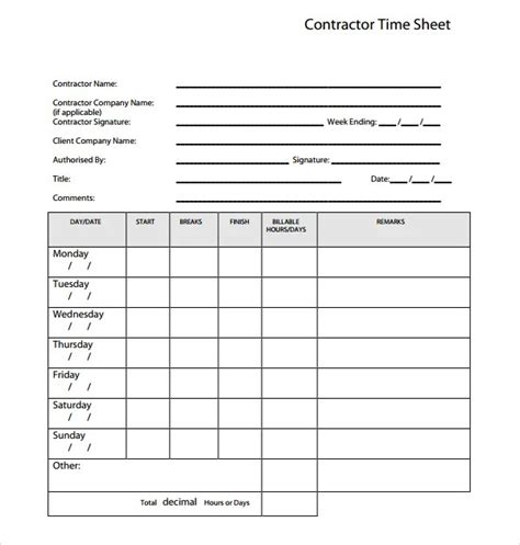 Making The Most Of Your Independent Contractor Timesheet Free Sample
