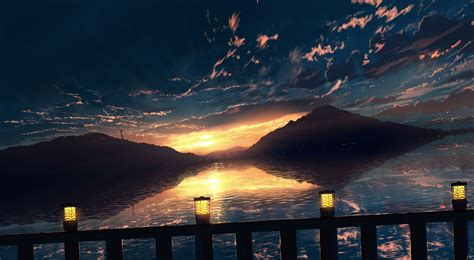 Download 2140x1178 Anime Sunset Scenery Anime Landscape