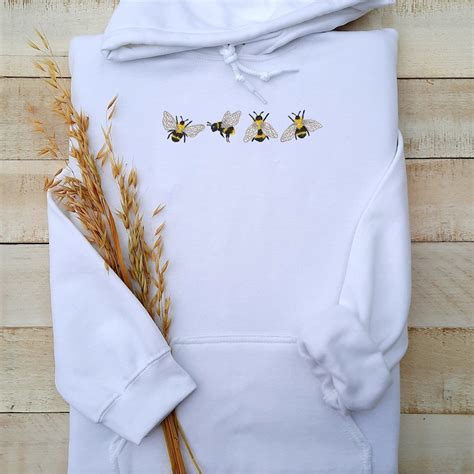 Bees Embroidered Hoodie Cute Bees Hoodie Bees Lover Hoodie Themed