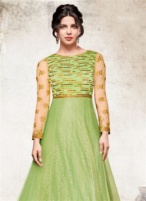 Buy Priyanka Chopra Green Abaya Style Anarkali Suit Embroidered Anarkali Suit Online Shopping