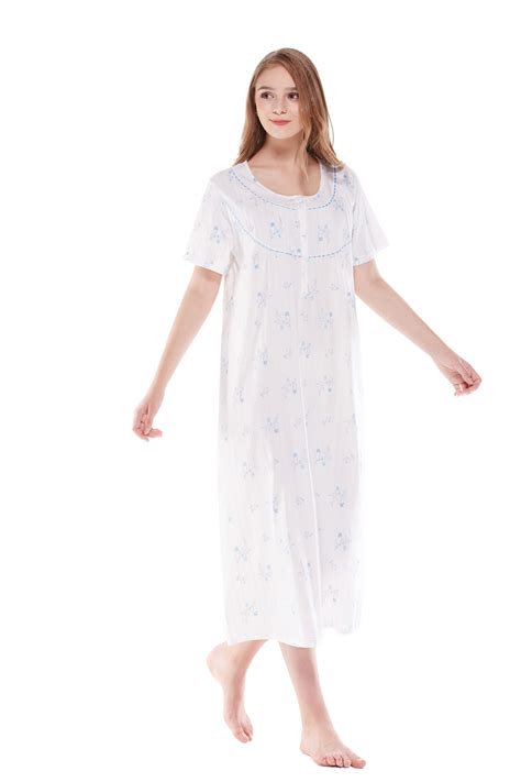 Keyocean Women Nightgowns 100 Cotton Short Sleeve Soft Lightweight