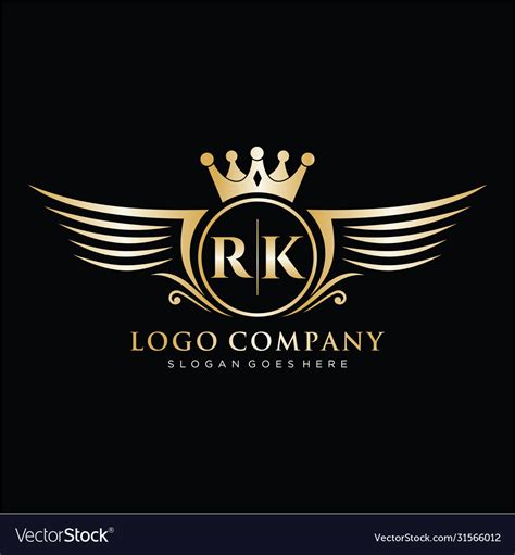Rk Letter Initial With Royal Wing Logo Template Vector Image