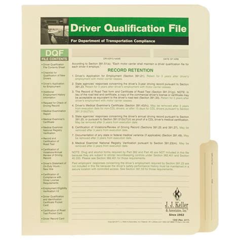 Kentucky law requires all cdl drivers to have a valid dot medical card. Driver Qualification File Folder - For Single-Copy Forms