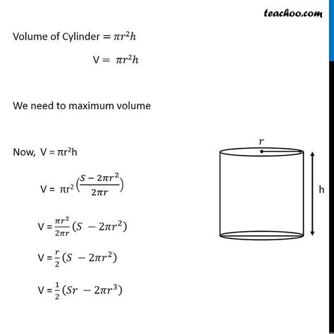 Ex 65 20 Show That Cylinder Of Given Surface And Maximum Volume