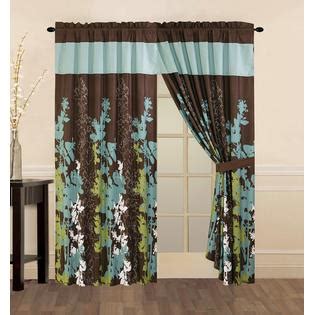 Either way, opt for modern curtains a few inches longer than the distance. Legacy Decor Teal, Green, Brown and White Floral Print ...