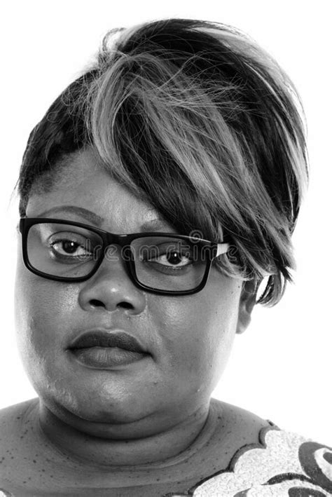 Face Of Fat Black African Woman Wearing Eyeglasses Stock Image Image