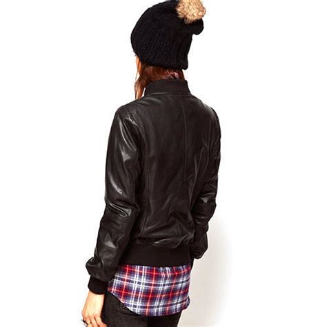Womens Black Leather Bomber Jacket At Rs 7499piece Leather Bomber