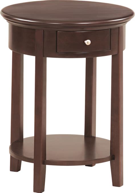 Whittier Wood Mckenzie Round Side Table With Drawer And Shelf